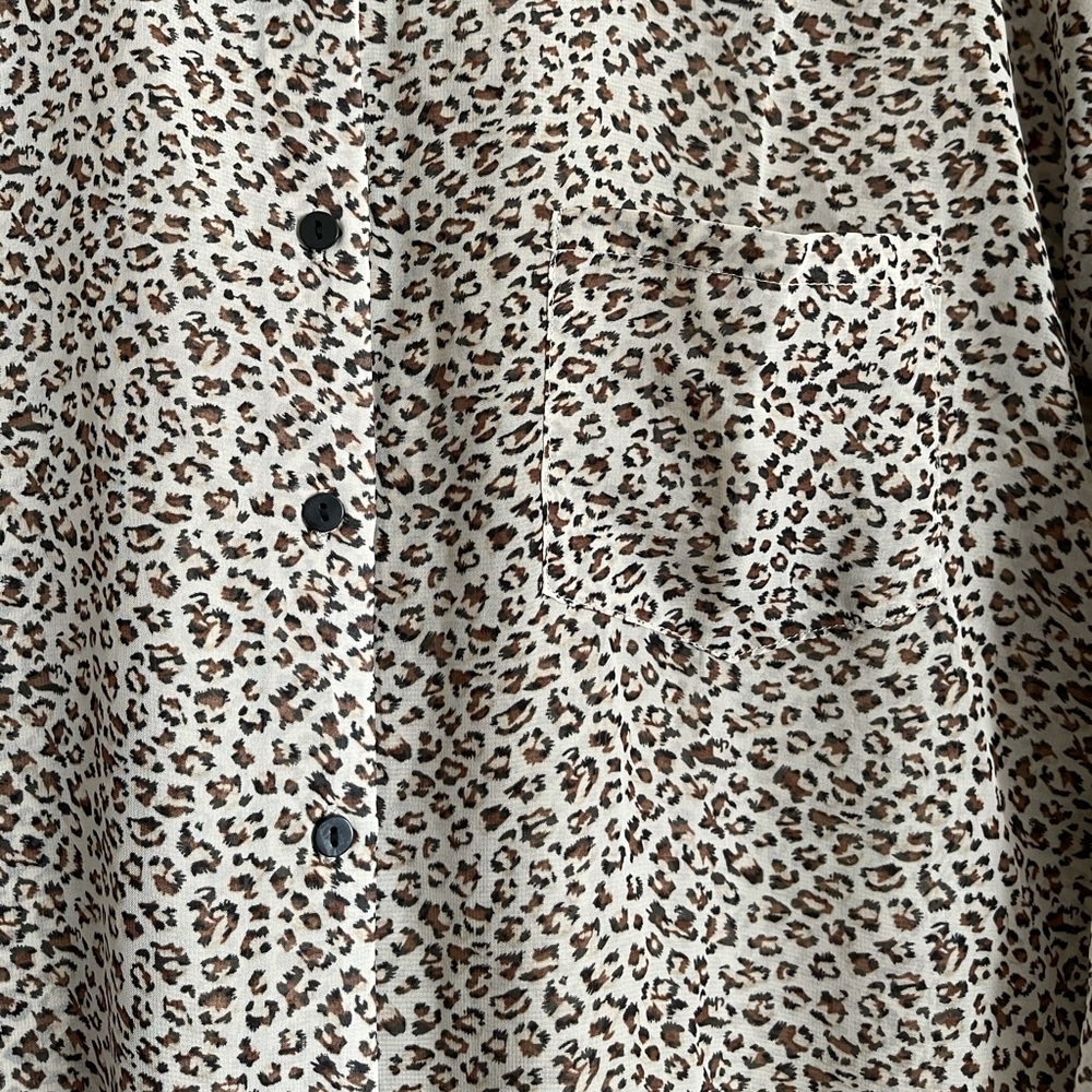 Mango Leopard Print Sheer Chiffon Button Down - image 5